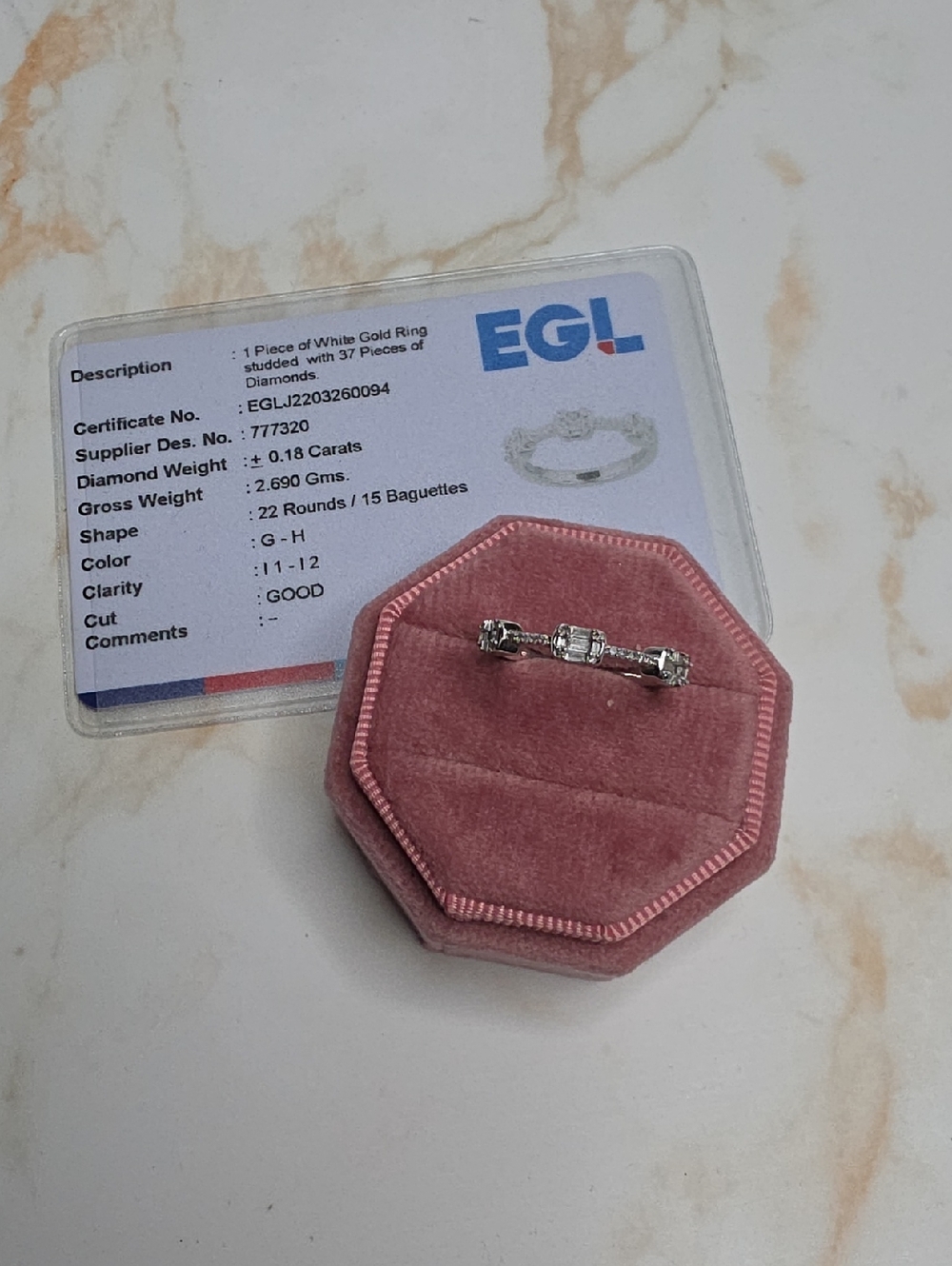 14K white gold diamond band ring baguette and round Natural diamonds